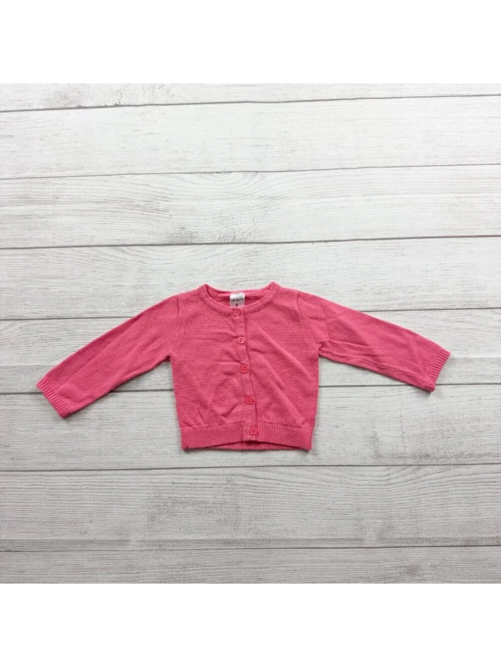 Carter's Pink Button Up Baby Cardigan Lightweight Cotton Long Sleeve 6-9 Months